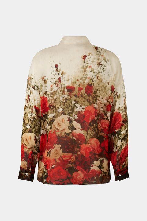 Nadine Chiffon Shirt Blouse In Red/Sand