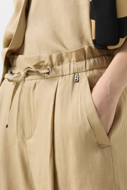 Candy Linen Blend Trousers In Camel