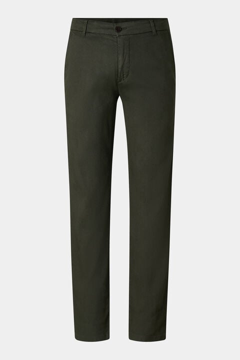 Linen Mix Chinos Riley Casual In Olive Green