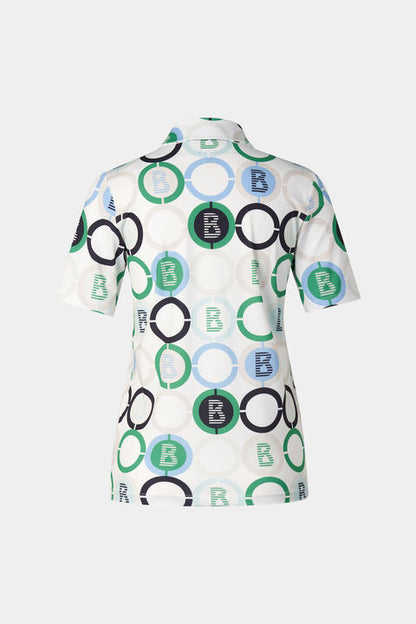 Taya Functional Short-Sleeved Top In Green/Blue/Off-White