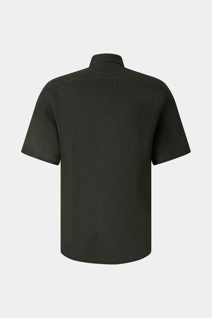 Linen Short-Sleeved Shirt Lykos In Olive Green