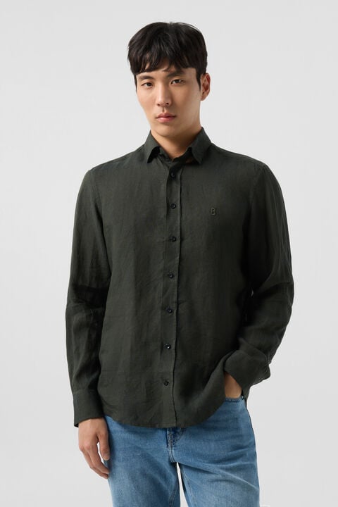Timi Linen Shirt In Olive Green