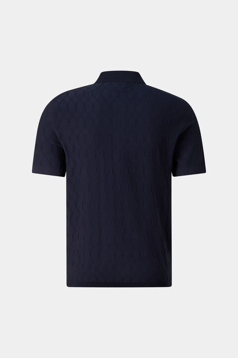 Maxim Knitted Polo Shirt In Navy Blue