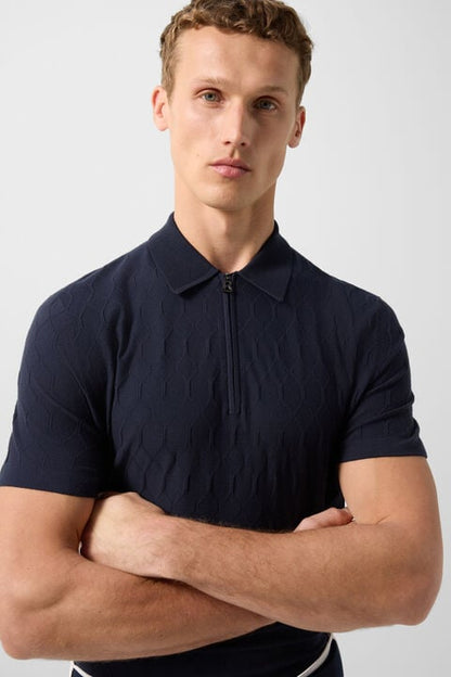 Maxim Knitted Polo Shirt In Navy Blue