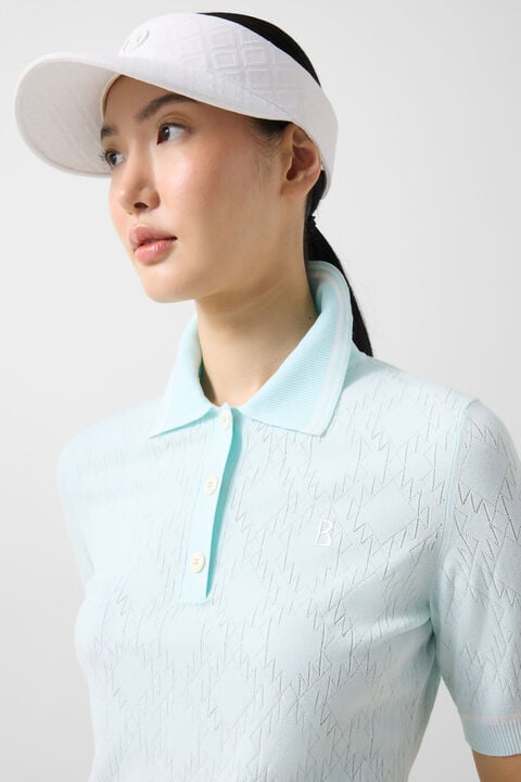 Mandy Knitted Polo Shirt In Light Blue