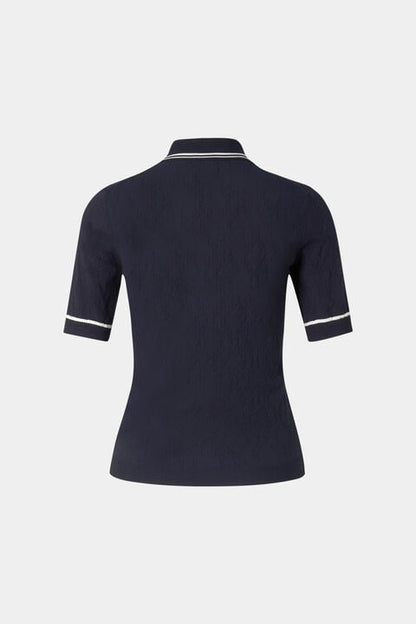 Mandy Knitted Polo Shirt In Navy Blue