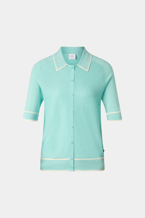 Peaches Silk Knit Jacket In Cyan-Blue