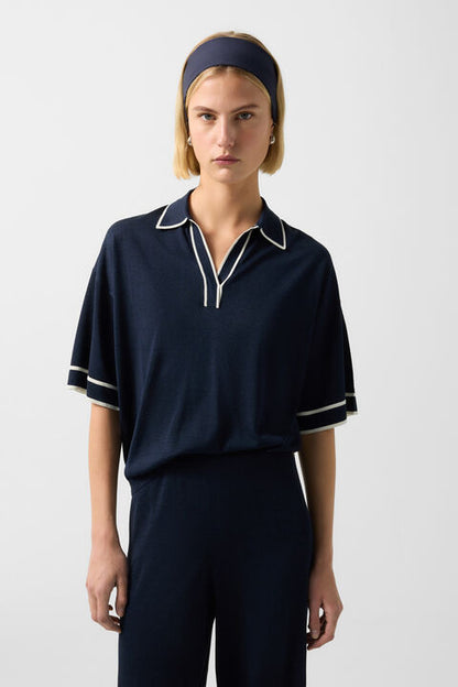 Knitted Shirt Paris In Navy Blue