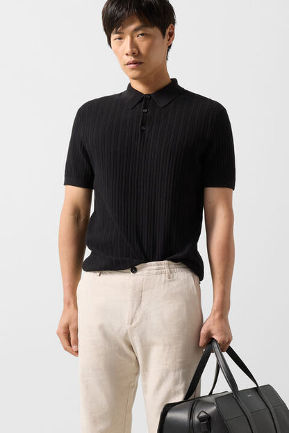 Tobias Knitted Polo Shirt In Black