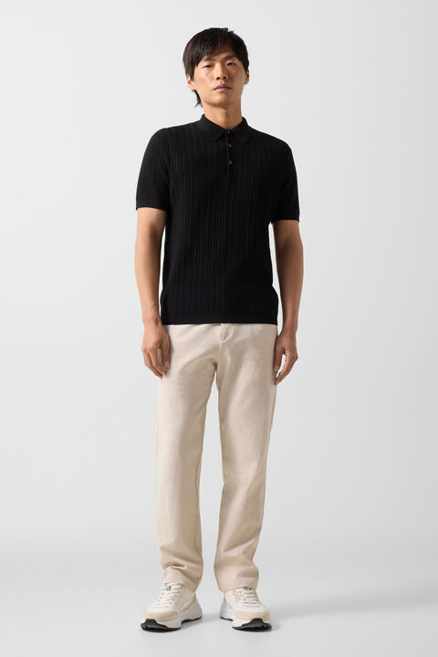Tobias Knitted Polo Shirt In Black