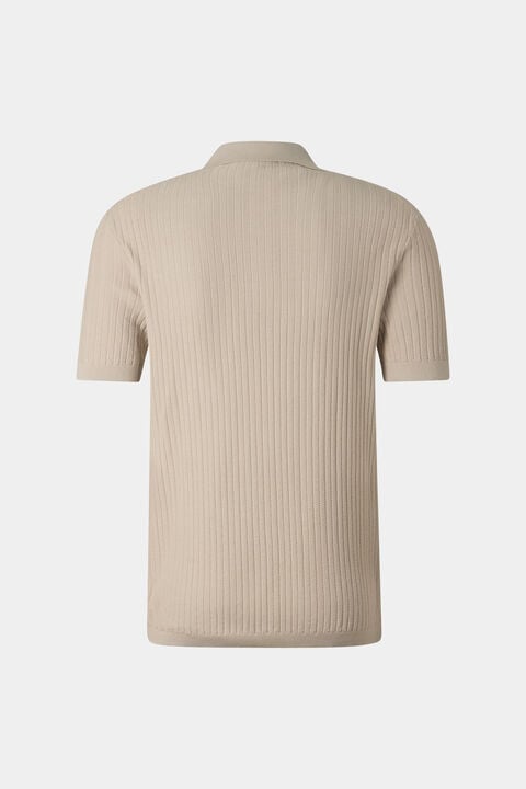 Tobias Knitted Polo Shirt In Sand