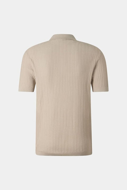 Tobias Knitted Polo Shirt In Sand