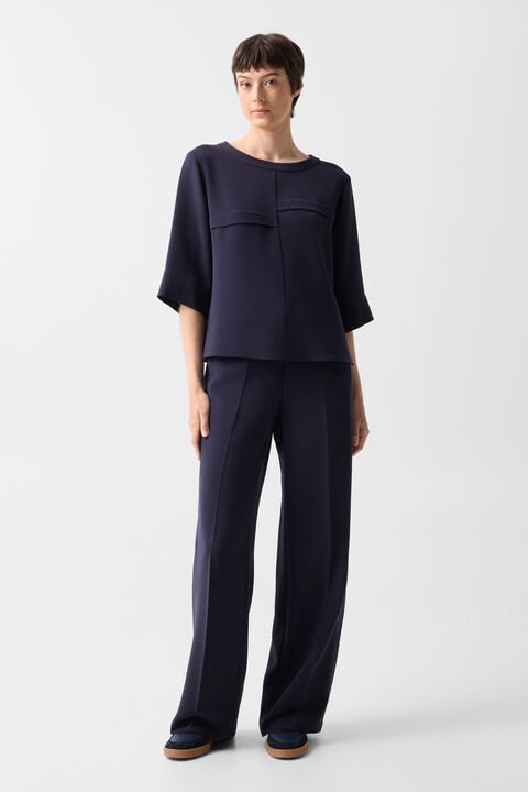 Enny Crepe Trousers In Navy Blue