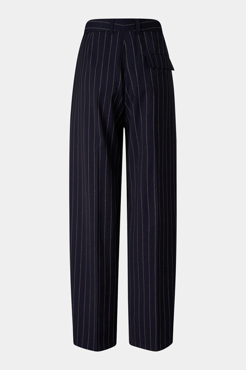 Joya Virgin Wool Trousers In Navy Blue