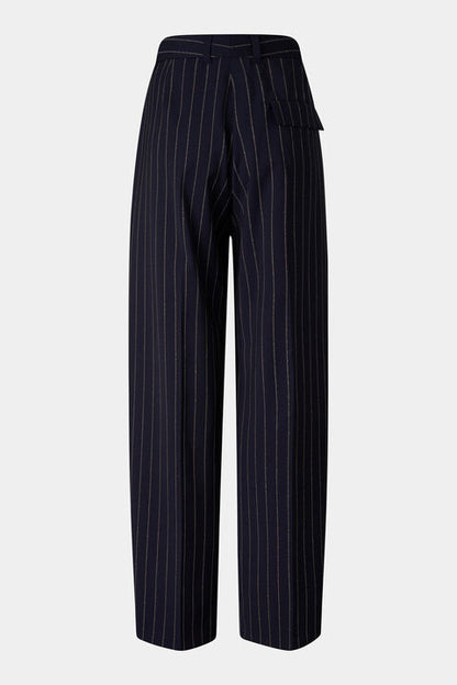 Joya Virgin Wool Trousers In Navy Blue