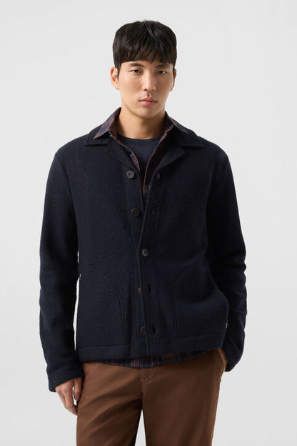 Wool Overshirt Blanco In Navy Blue