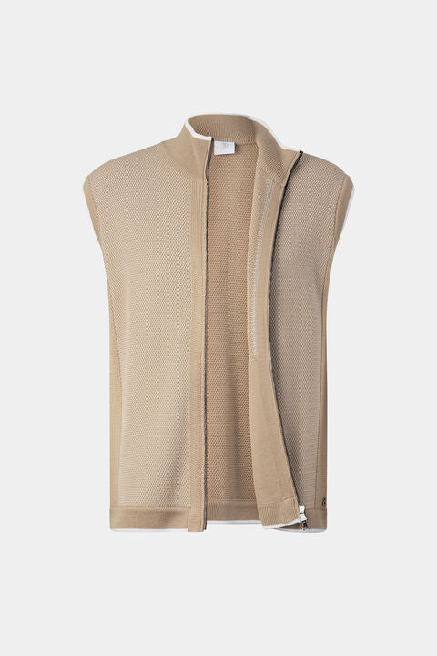 Enzo Knitted Waistcoat In Beige/White