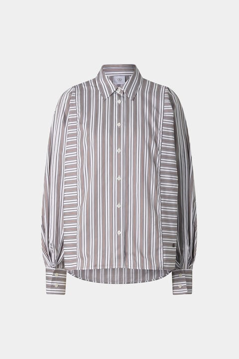 Cotton Shirt Blouse Gigi In White/Brown