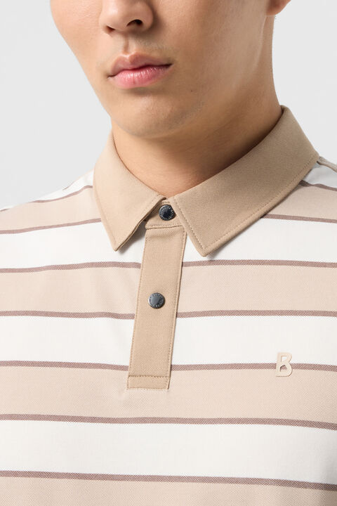 Timo Piqu¨¦ Polo Shirt In Beige/Off-White