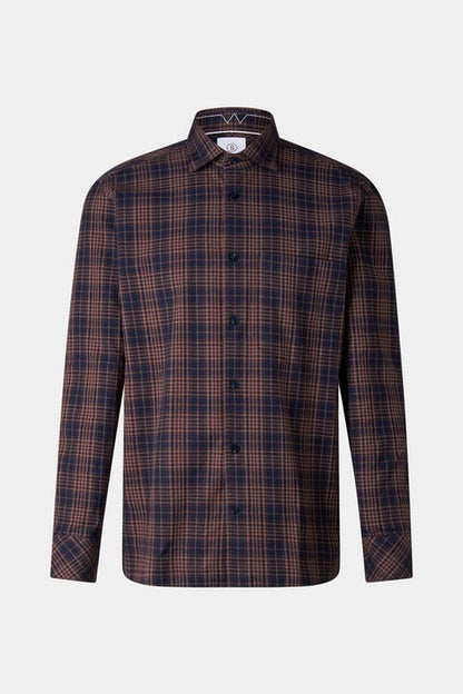 Hardy Cotton Shirt In Brown/Navy Blue