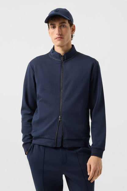 Spencer Jersey Jacket In Navy Blue