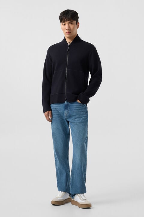 Virgin Wool Cardigan Everest In Navy Blue