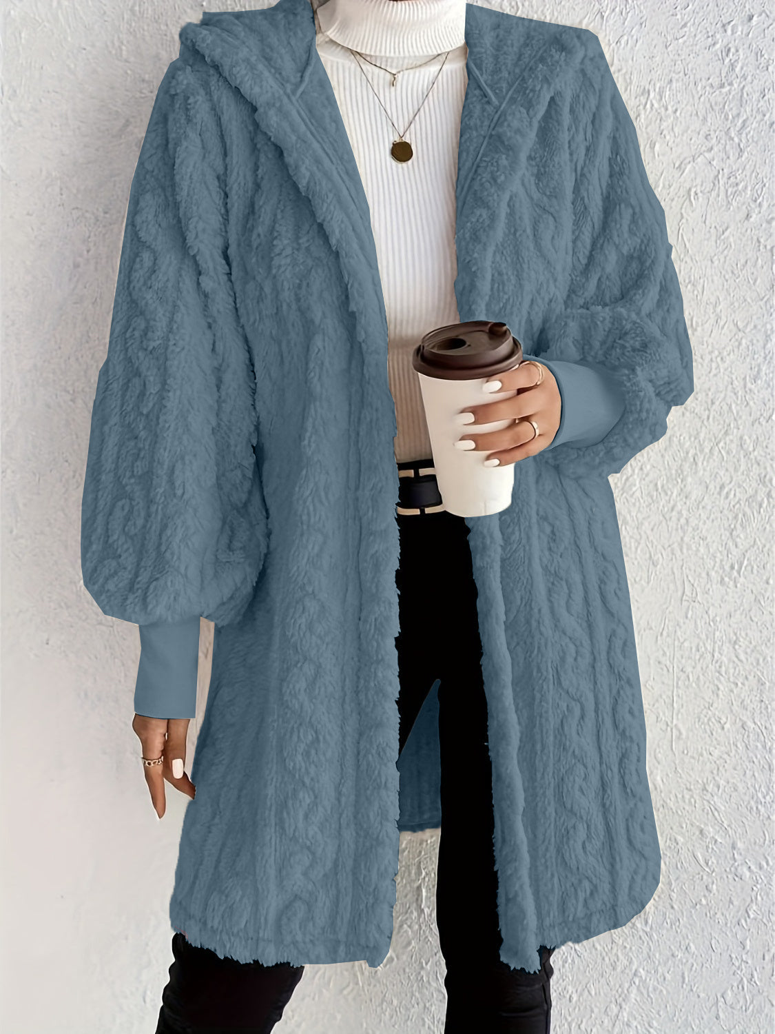 Women's Plush Fleece Soft Midi-Length Jacket with Pockets (Buy 2 Free Shipping)