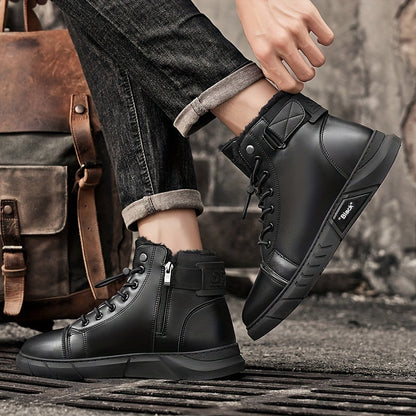 Men's Genuine Leather Boots | Casual & Versatile | Waterproof & Fleece-Lined