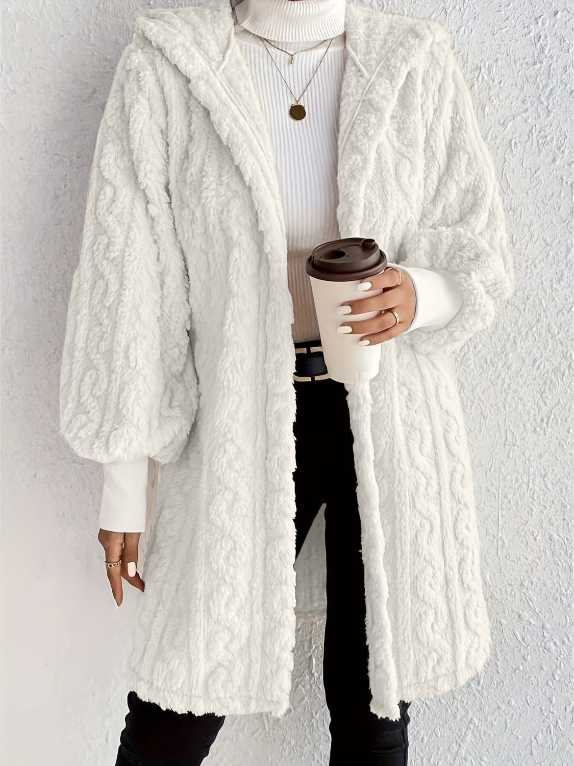 Women's Plush Fleece Soft Midi-Length Jacket with Pockets (Buy 2 Free Shipping)