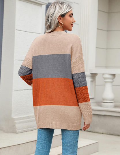 Zeagoo Womens 2024 Long Sleeve Chunky Cable Knit Fall Cardigans Sweaters Button Down Open Front Outerwear with Pockets