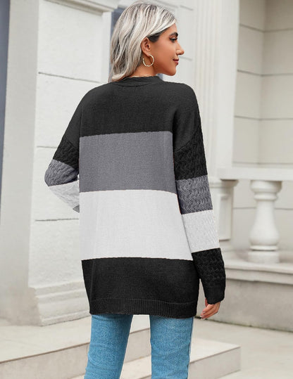 Zeagoo Womens 2024 Long Sleeve Chunky Cable Knit Fall Cardigans Sweaters Button Down Open Front Outerwear with Pockets
