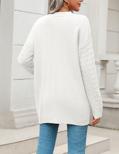 Zeagoo Womens 2024 Long Sleeve Chunky Cable Knit Fall Cardigans Sweaters Button Down Open Front Outerwear with Pockets