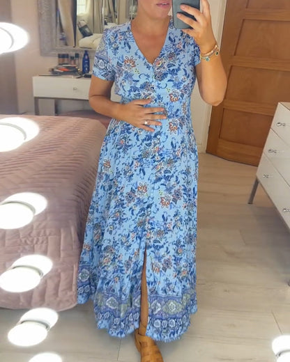 (💃Hot Sale - 45% OFF🔥)Floral print v-neck dress