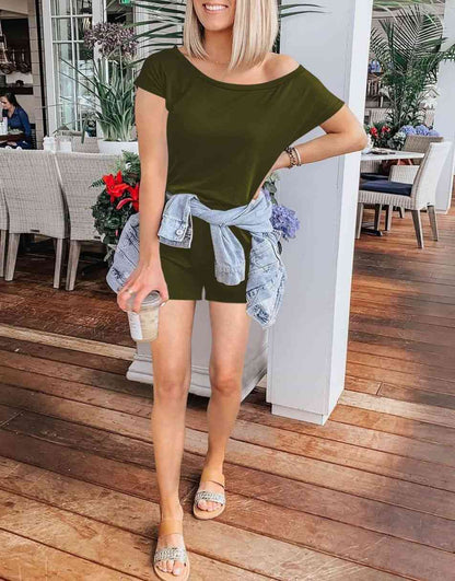 ANRABESS Casual Off Shoulder Elastic Waist Stretchy Long Romper Jumpsuit