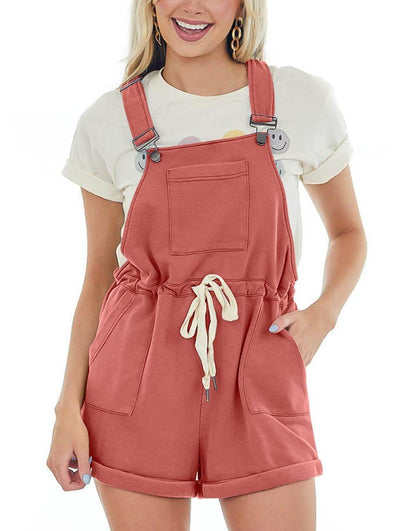 ANRABESS Casual Straps Short Bib Overalls Basic  Drawstring Romper Jumpsuits