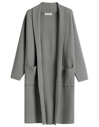 ANRABESS Women's 2023 Fall Cardigan Sweater Long Sleeve Open Front Lapel Coat Casual Knit Coatigan Jacket with Pockets