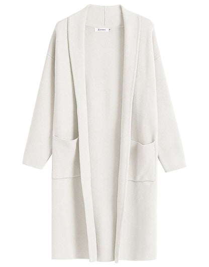 ANRABESS Women's 2023 Fall Cardigan Sweater Long Sleeve Open Front Lapel Coat Casual Knit Coatigan Jacket with Pockets