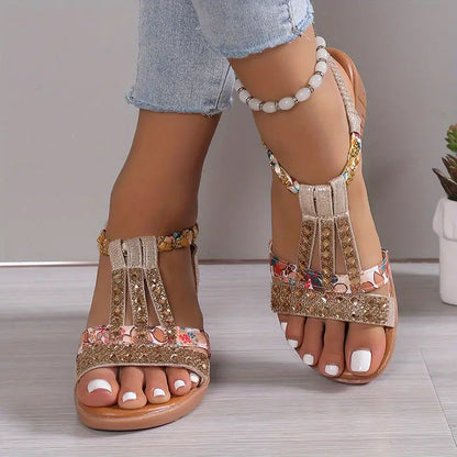 e??£¤Last Day Promotion 50% OFF - Women's New Summer Rhinestone Open Toe Orthopaedic Sandals