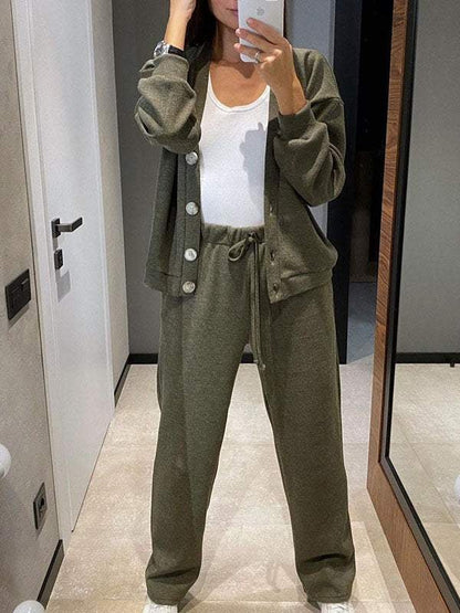 Women's Buttoned Jacket and Pants Two-piece Set (Buy 2 Free Shipping)