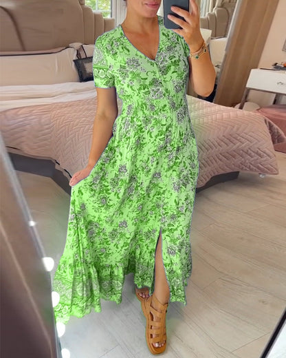 (💃Hot Sale - 45% OFF🔥)Floral print v-neck dress