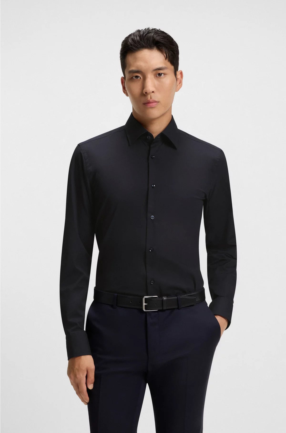 SLIM-FIT SHIRT IN EASY-IRON STRETCH-COTTON POPLIN