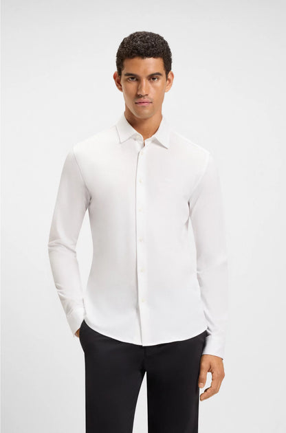 SLIM-FIT SHIRT IN MELANGE COTTON PIQUE