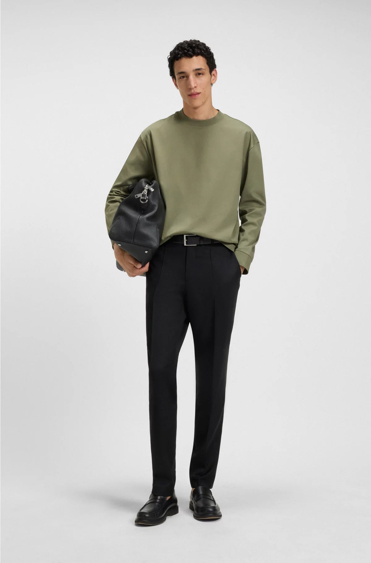 RELAXED-FIT LONG-SLEEVED T-SHIRT IN MERCERISED COTTON