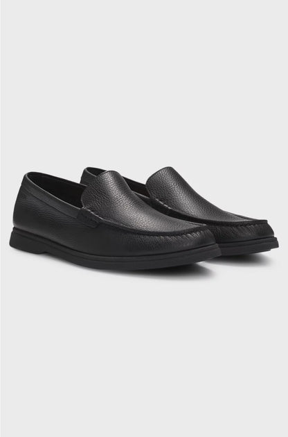 TUMBLED-LEATHER MOCCASINS WITH LOGO DETAIL