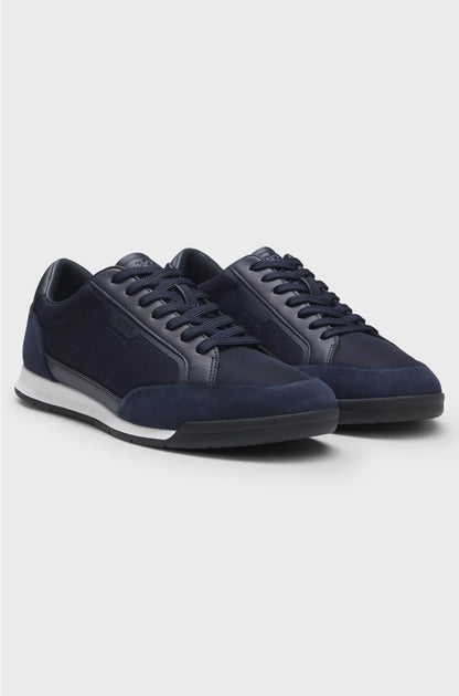 LOW-TOP TRAINERS WITH SUEDE AND FAUX LEATHER